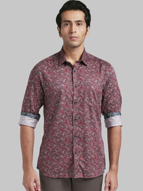 

Parx Men Red Slim Fit Printed Casual Shirt