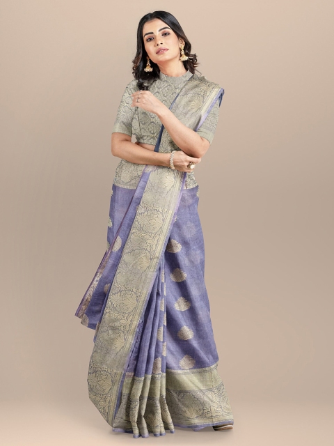 

BharatSthali Purple Woven Design Pure Silk Saree