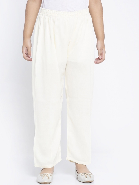 

Baani Creations Girls Cream-Coloured Solid Straight Palazzos