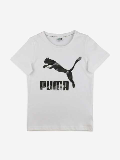 

Puma Boys White Printed Round Neck T-shirt