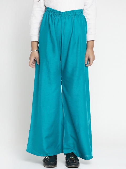 

Baani Creations Girls Turquoise Blue Solid Wide-Leg Palazzo