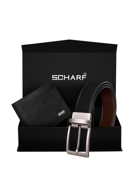 

SCHARF Men Brown & Black Solid Reversible Belt & Wallet Leather Accessory Gift Set