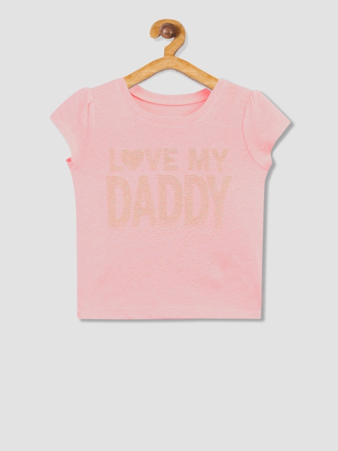 

The Childrens Place Girls Pink Glitter Printed Round Neck T-shirt