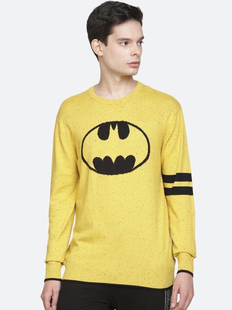 

Free Authority Men Yellow Batman Printed Biowashed Cotton Pullover