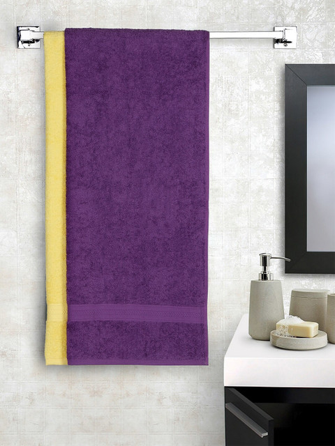 

Trident Unisex Set Of 2 Purple & Yellow Solid Bath Towels