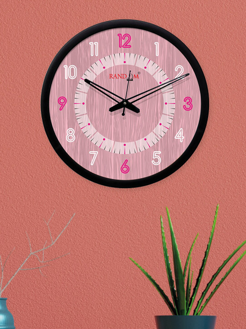 

RANDOM Black & Pink Round Printed 30.48 cm Analogue Wall Clock