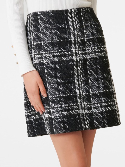 

Forever New Women Black & White Checked A-Line Mini Skirt