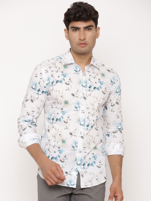 

Tistabene Men Off-White & Blue Regular Fit Floral Printed Casual Shirt
