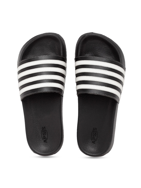 

Apsis Men Black & White Striped Sliders