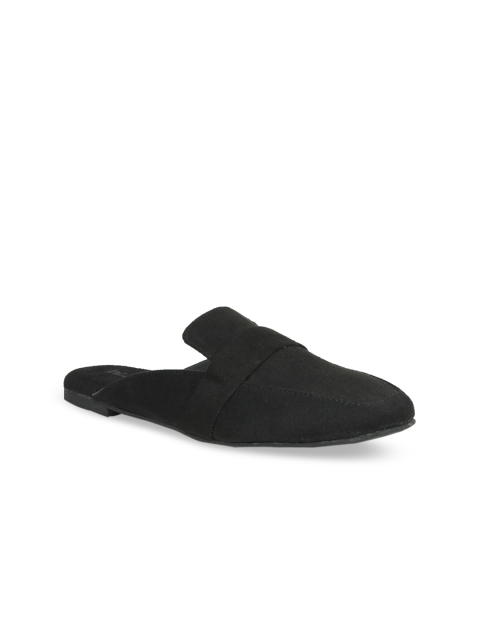 

Inc 5 Women Black Solid Synthetic Suede Mules
