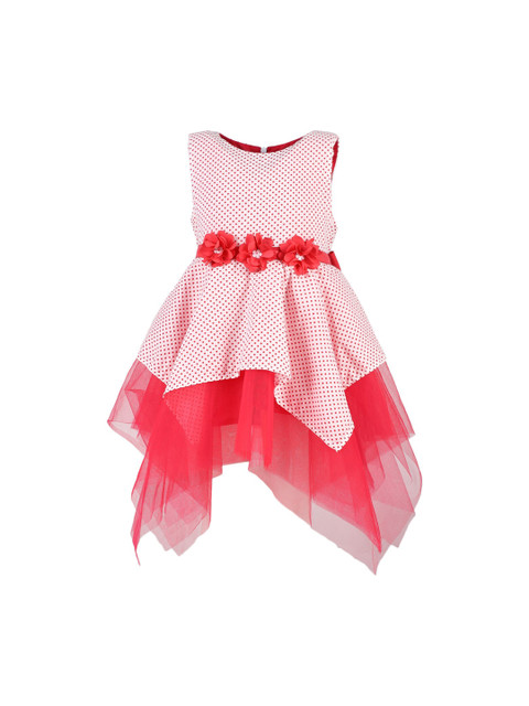 

A Little Fable Girls White & Red Polka Dot Printed Fit and Flare Dress