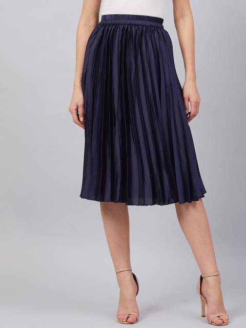 

Marie Claire Women Navy Blue Solid Flared Midi Skirt