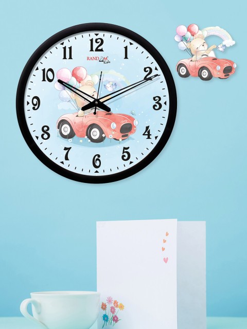 

RANDOM Blue & Red Round Teddy Driving Car Printed 30 cm Analogue Wall Clock
