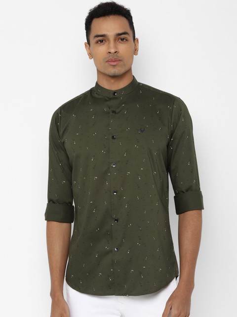 

Allen Solly Men Olive Green Slim Fit Printed Casual Shirt