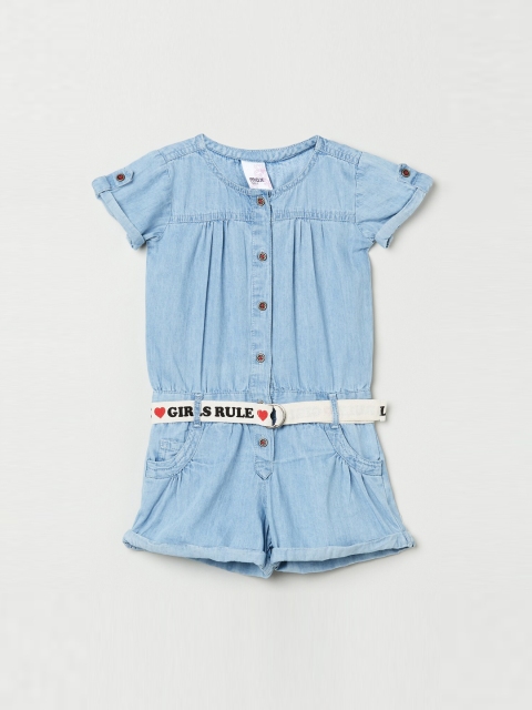 

max Girls Blue Solid Playsuit
