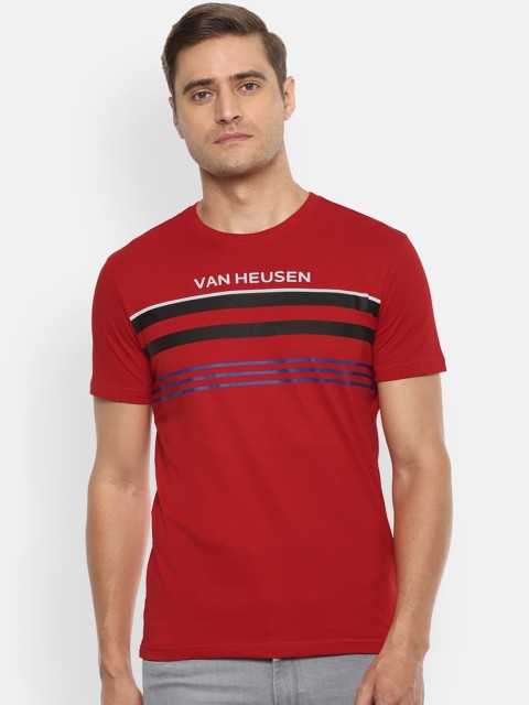 

Van Heusen Sport Men Red Striped Round Neck T-shirt