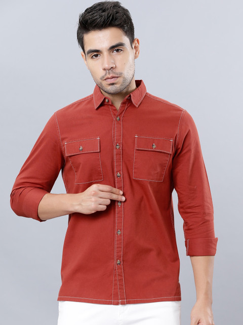 

Ecko Unltd Men Rust Slim Fit Solid Casual Shirt