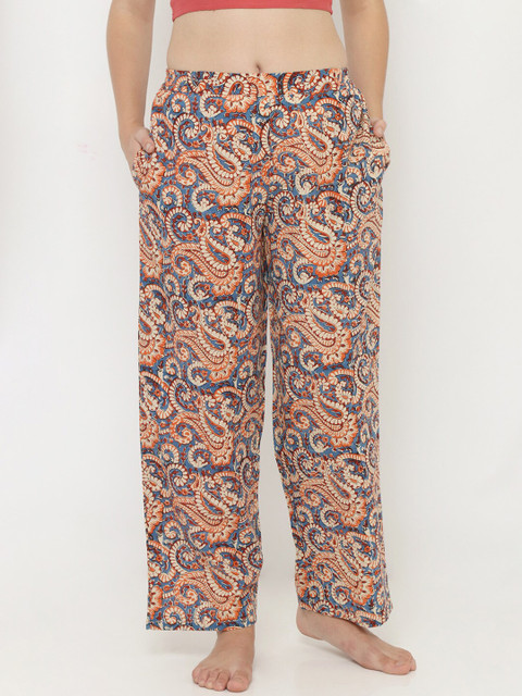 

Heart 2 Heart Women Blue, Orange & Off-White Printed Lounge Pants