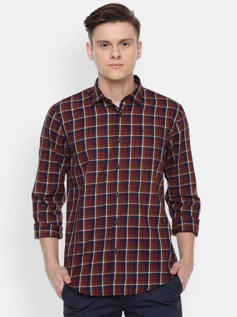 Solly Jeans Co. Men Maroon Regular Fit Checked Casual Shirt