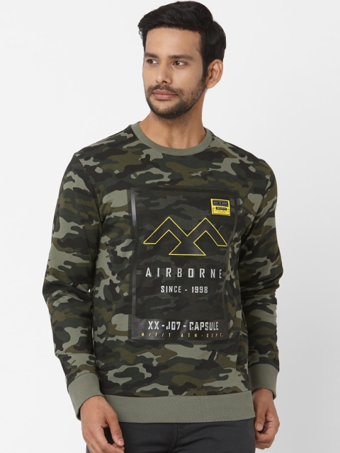 

Mufti Men Olive Green Printed Round Neck T-shirt