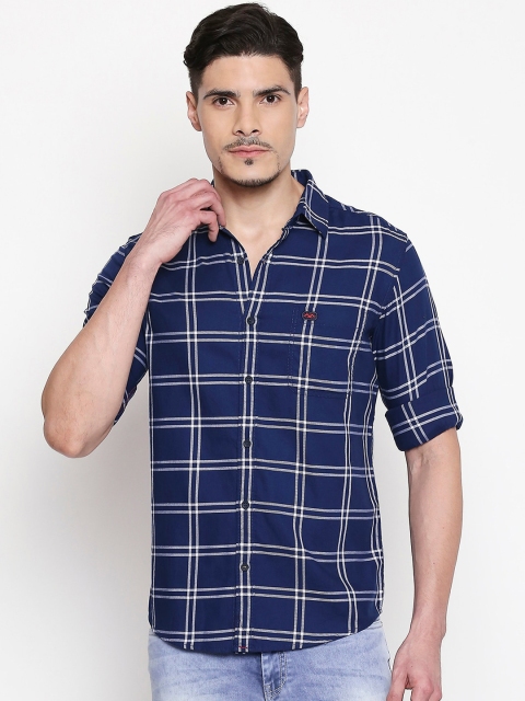 

Mufti Men Blue Slim Fit Checked Casual Shirt