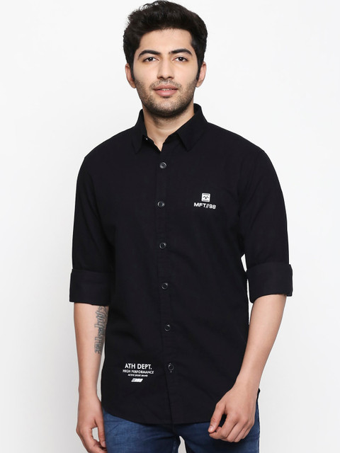 

Mufti Men Black Slim Fit Printed Casual Shirt