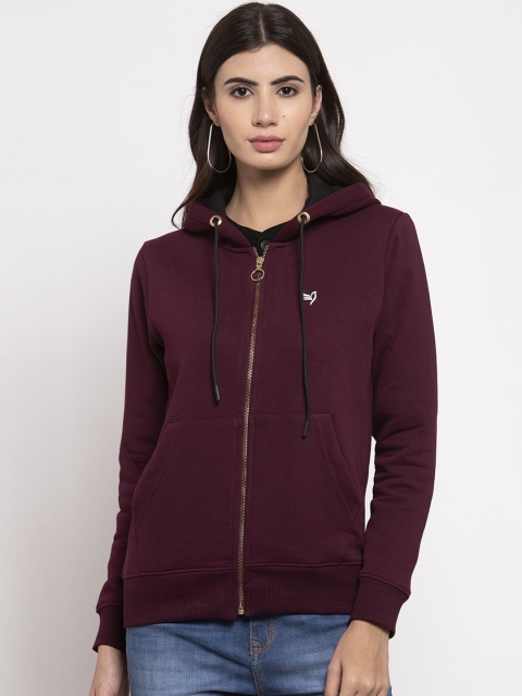 

Global Republic Women Maroon Solid Hooded Sweatshirt