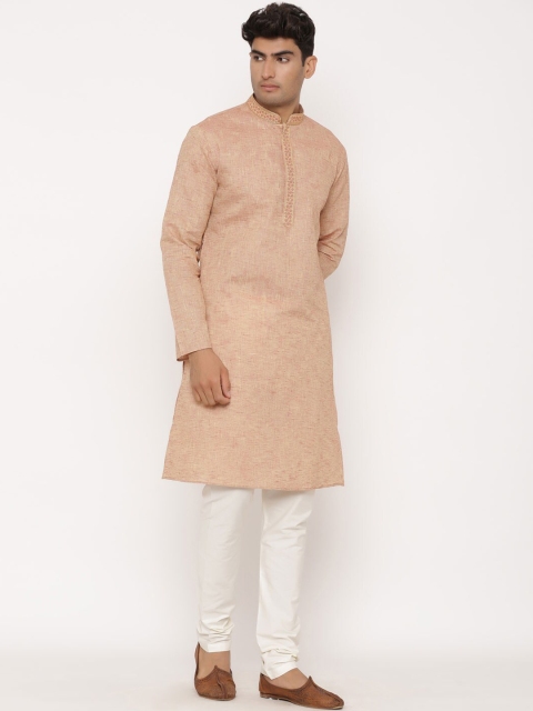 

Tistabene Men Orange & Off-White Solid Kurta with Pyjamas