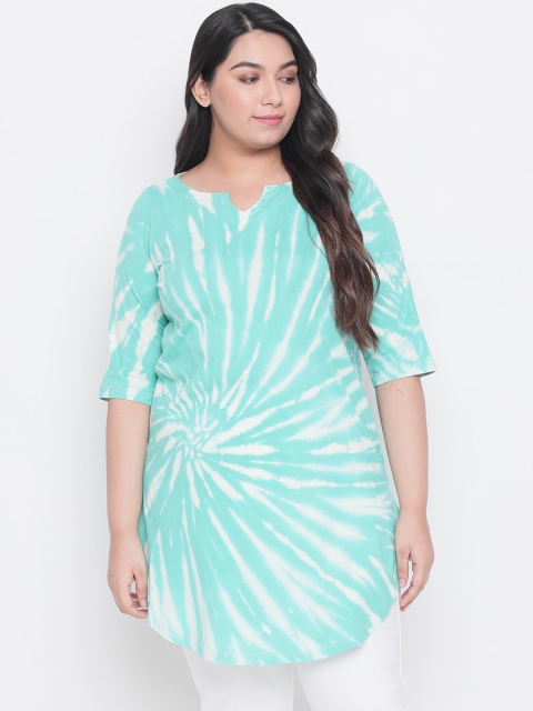 

Amydus Women Sea Green & Off-White Tie & Dye Tunic