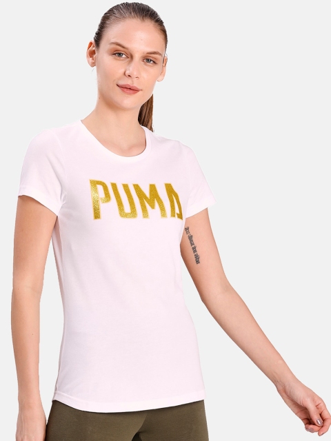 

Puma Women White Printed Round Neck Athletics Tee