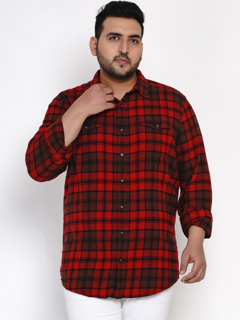 

Santonio Men Red Regular Fit Checked Casual Shirt
