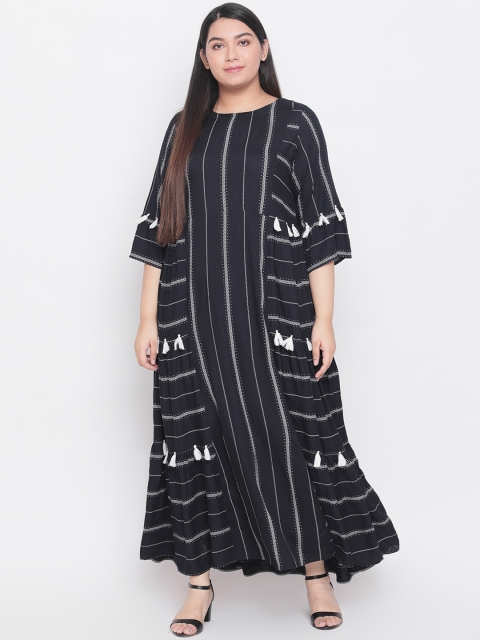 

Amydus Women Black Striped Maxi Dress