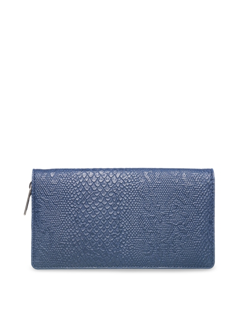 

Khadims Women Navy Blue Textured Zip Around Wallet