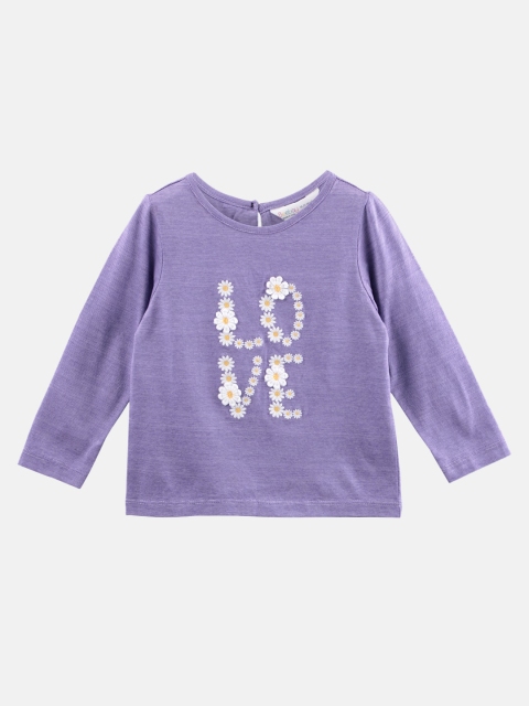 

Beebay Girls Purple Embroidered Knitted Pure Cotton Top