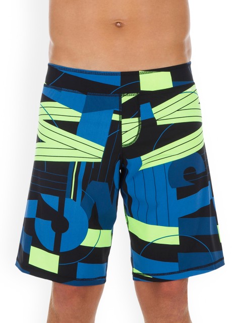 

Nabaiji By Decathlon Men Black & Blue Printed Swim Shorts
