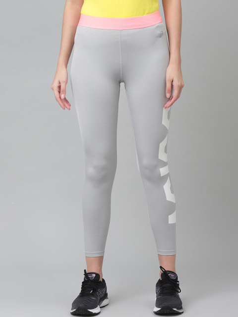 

ASICS Women Grey & White Printed Tights