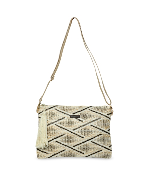 

FabSeasons Beige & Red Self Design Sling Bag