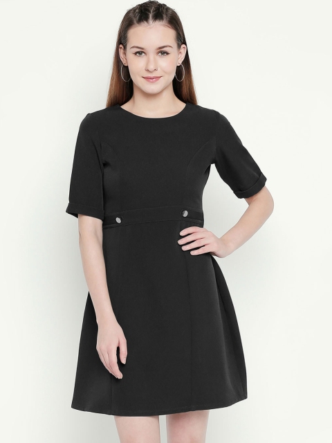 

Mesmerize Women Black Solid Fit and Flare Dress