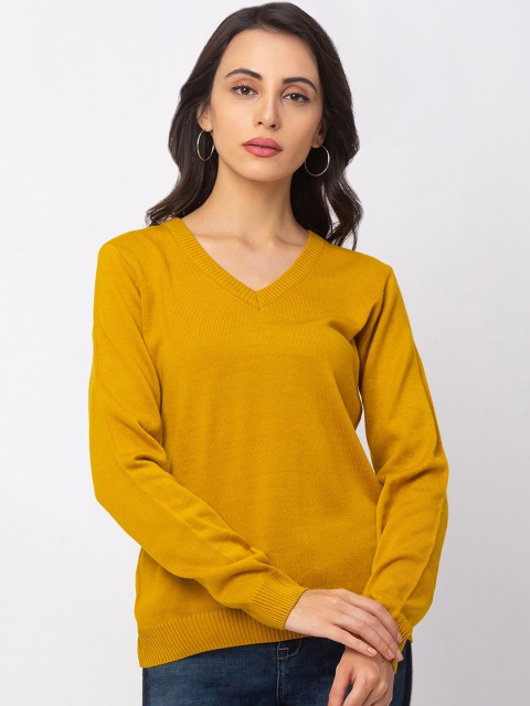 

Globus Women Mustard Yellow Solid Pullover Sweater
