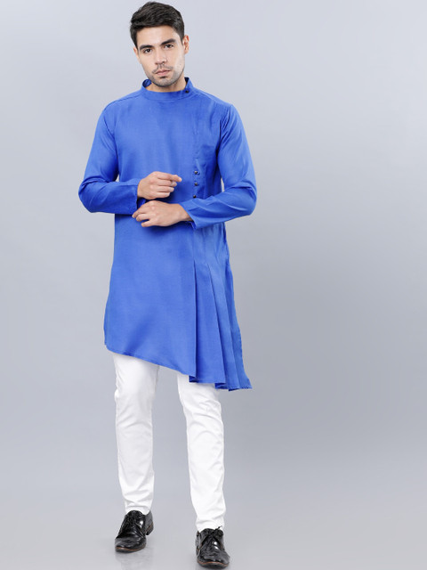 

Svanik Men Blue Solid Straight Kurta