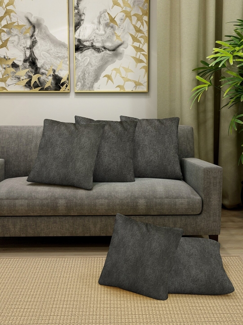 

KLOTTHE Set of 5 Charcoal Grey Solid Sustainable Square Floor Cushions with Filler