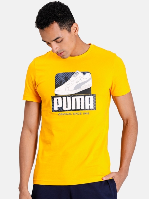 

Puma Men Yellow Printed Sneaker Graphic Tee