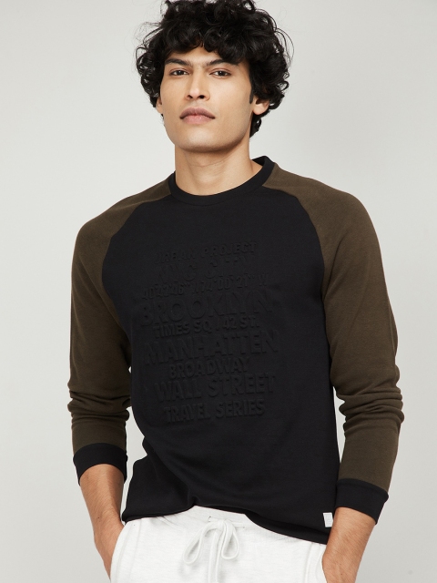 

Bossini Men Black & Olive Green Solid Sweatshirt