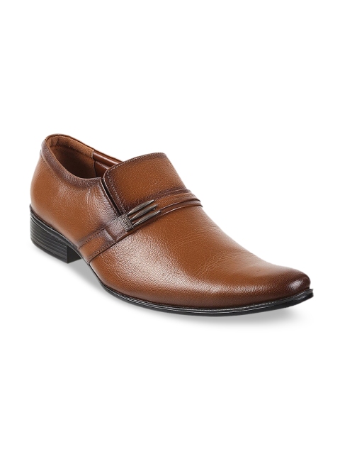 

Metro Men Tan Brown Textured Formal Slip-On Shoes