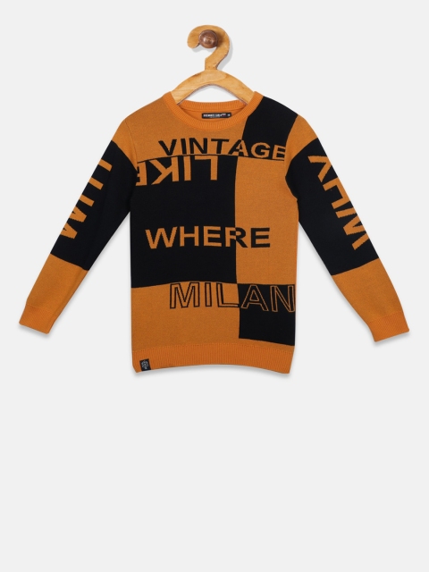 

Monte Carlo Boys Mustard Yellow & Black Printed Pullover Sweater