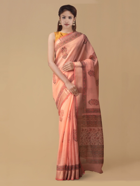 

Unnati Silks Pink Printed Pure Cotton Saree
