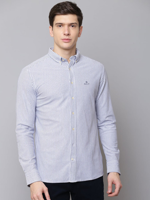 

GANT Men Blue Regular Fit Striped Casual Shirt