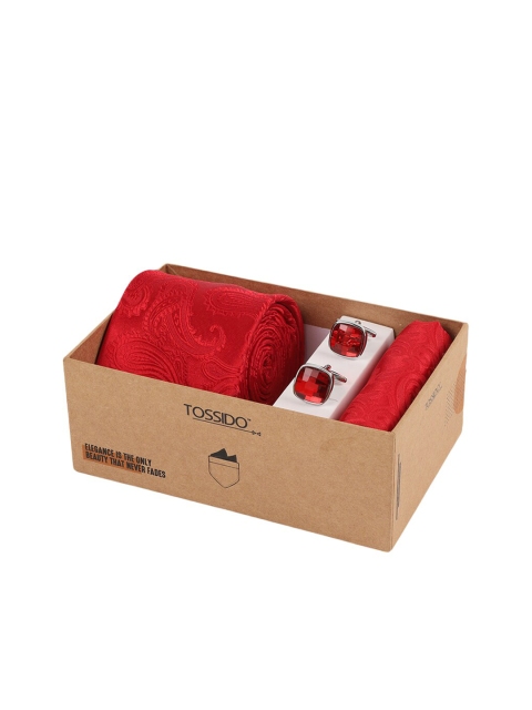 

Tossido Men Red & Silver-Toned Accessory Gift Set