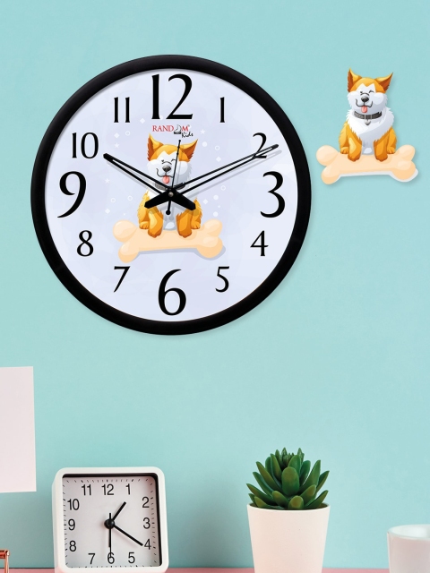 

RANDOM Blue Set of 2 Round Printed Analogue Wall Clock & Wall Decor