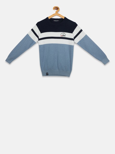

Monte Carlo Boys Navy Blue & White Colourblocked Pullover Sweater